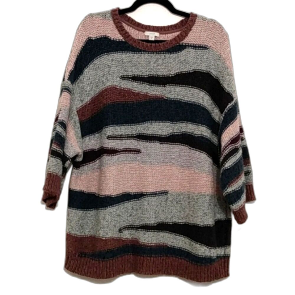 J. Jill Pure Jill Knit Sweater XL Colorful Abstract Stripes Chunky knitted